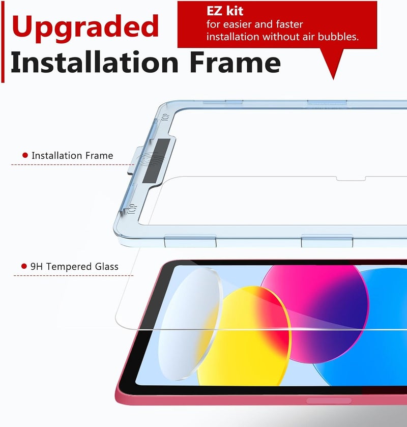 bersem Screen Protector Compatible with iPad A16 11th/10th Generation (11/10.9 Inch, 2025/2022), Tempered Glass, Ultra Clear, Anti-Scratch, Case Friendly, EZ Kit, 1 Pack - Image 3